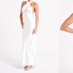 Meshki Marvelle Satin Halter Dress